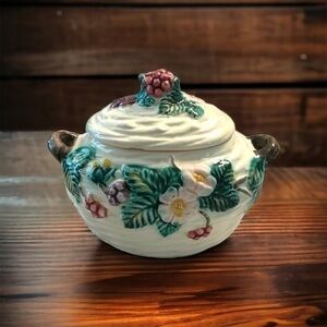 The Haldon Group Ceramic Blackberry Basket Sugar Bowl